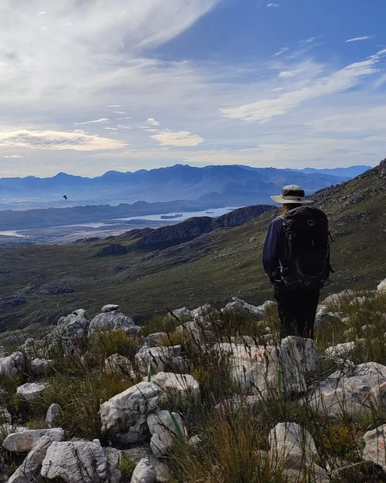 looking down over a mountian
